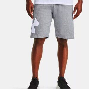 Under Armour Men's UA Rival Fleece Logo Sweatshorts 1360605 Gray / White Size M